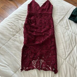 Showpo Burgundy Lace Dress